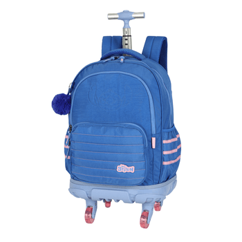 Mochila-Carrinho-Azul-Kids-Stitch-Chaveiro-Pompom-|-Luxcel-Tamanho--UN---Cor--AZUL-0